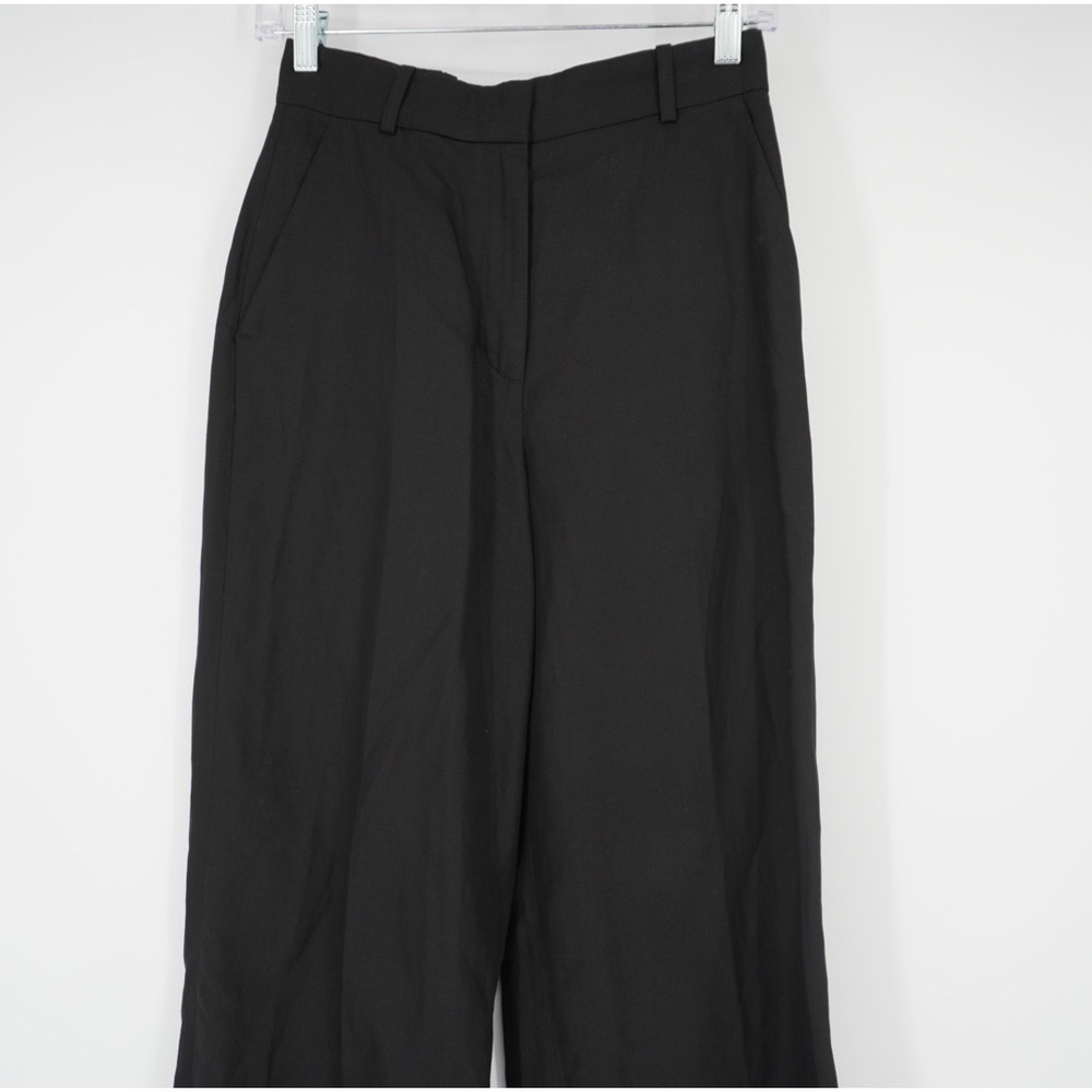 COS Black Wide‎ Leg Trousers Lyocell Linen Blend High Waisted Pants Size 2 - Picture 5 of 15